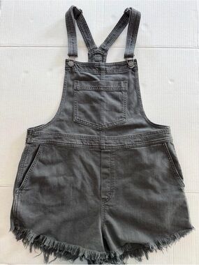 aerie Charcoal Gray Denim Overall Shorts